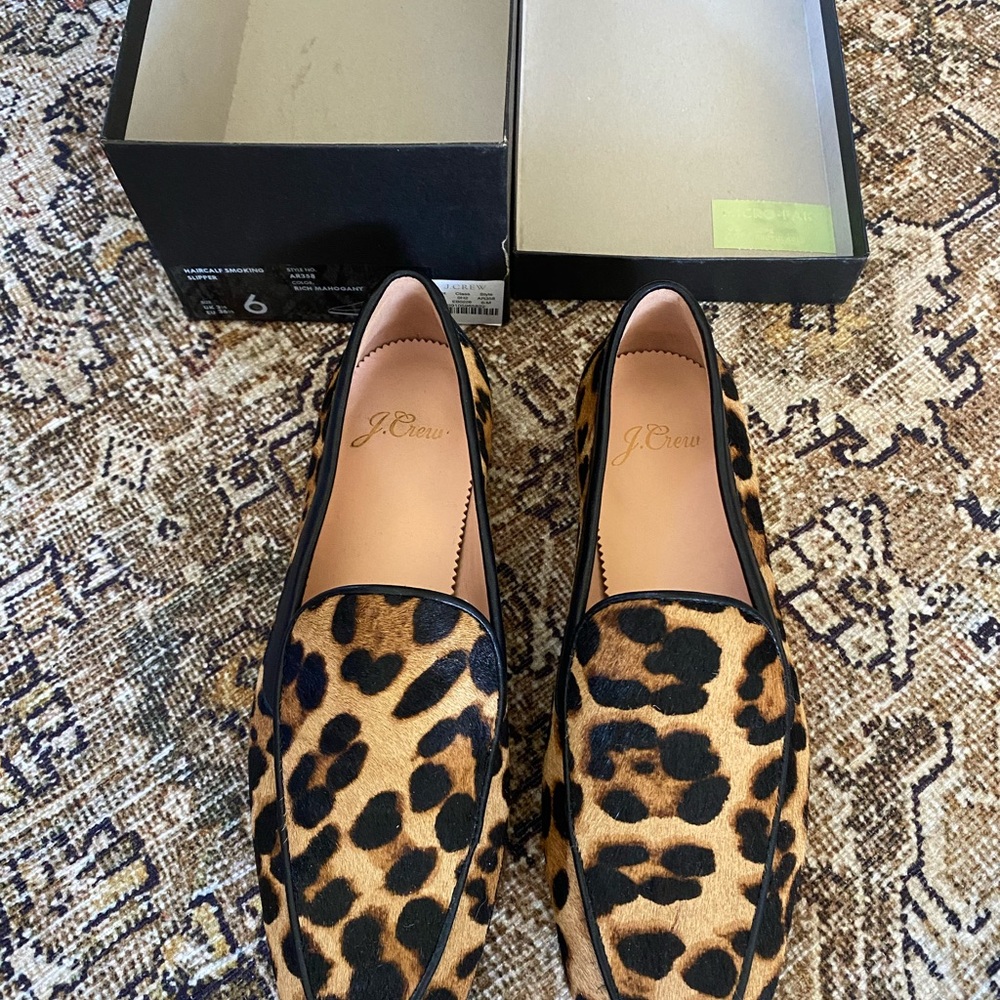 J. Crew Leopard Print Women's Smoking Slipper